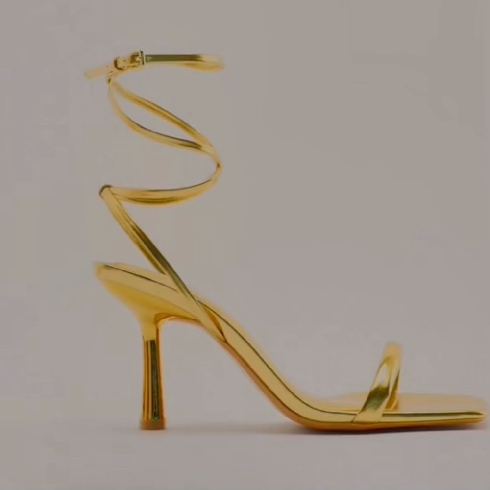 Gold Zara high heel sandal